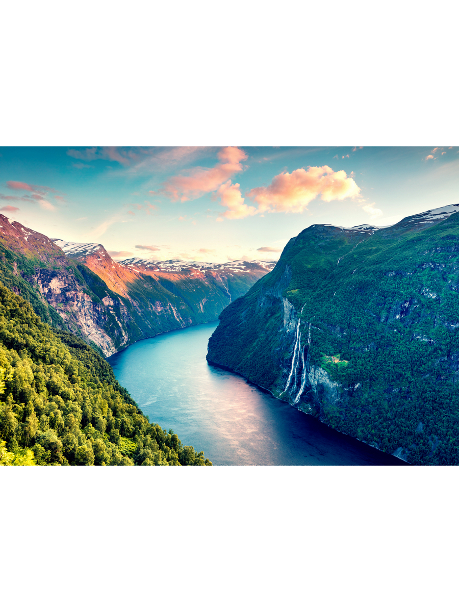 

Постер DRABS A2 Летний закат каньона фьорда Sunnylvsfjorden Норвегия.