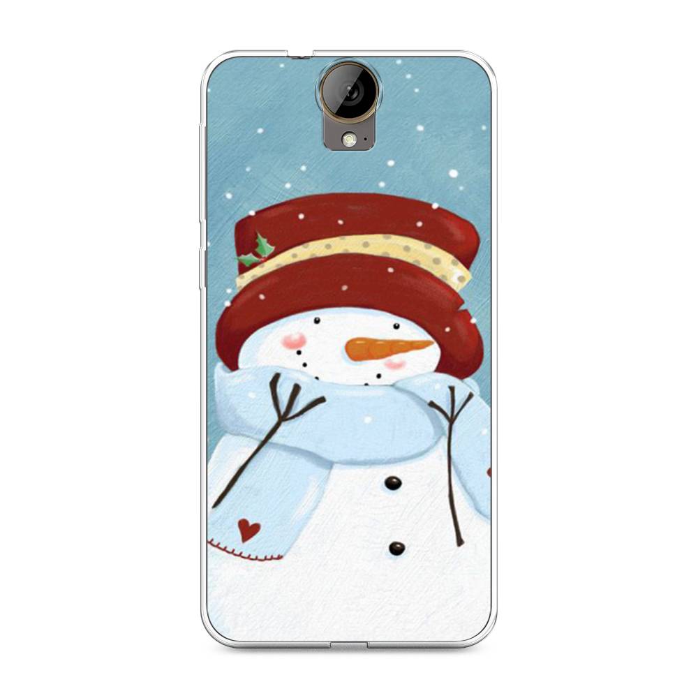 

Чехол на HTC One E9 Plus "Застенчивый снеговик", Голубой;белый;красный, 102250-5