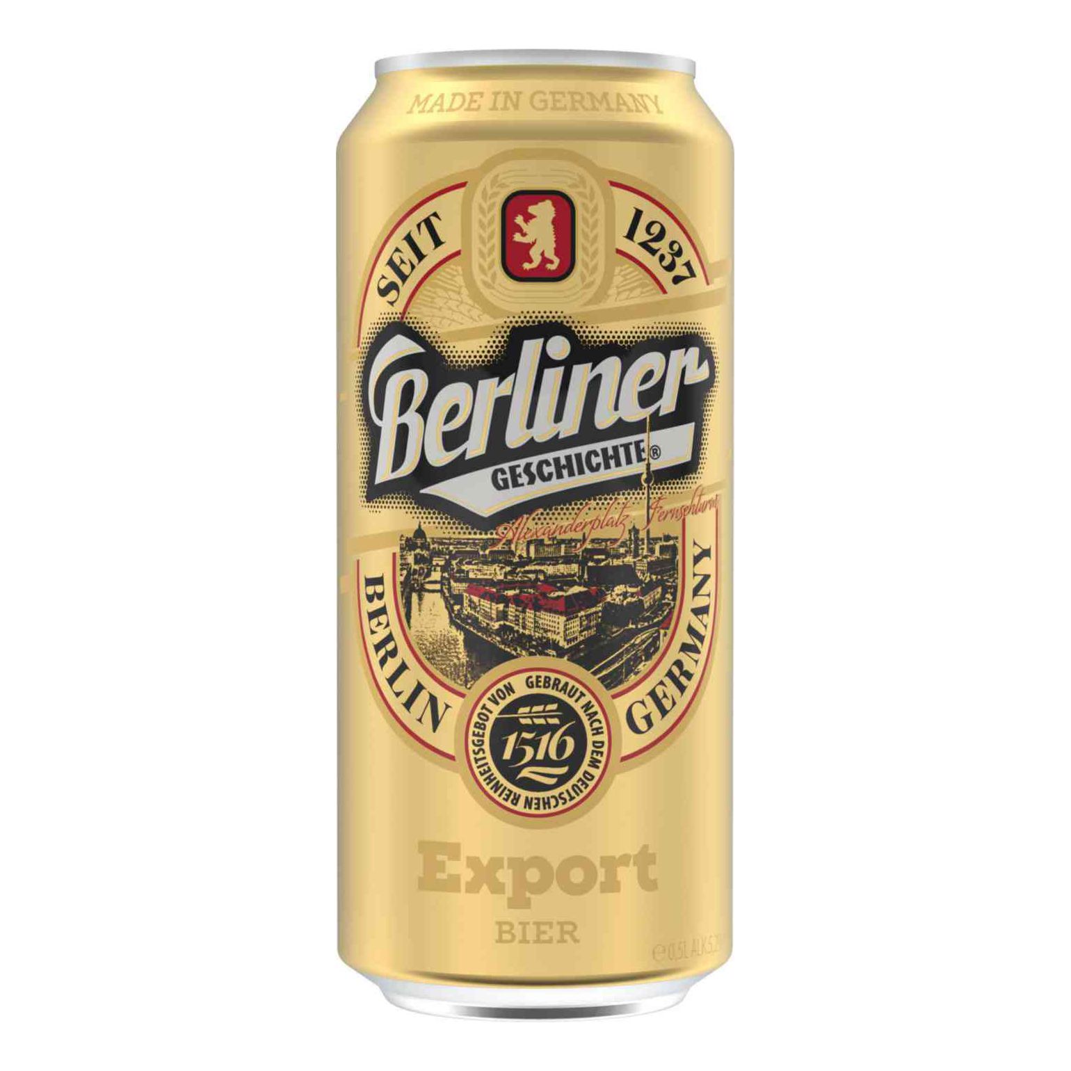 

Пиво Berliner Geschichte Export светлое фильтрованное пастеризованное 5,2% 500 мл