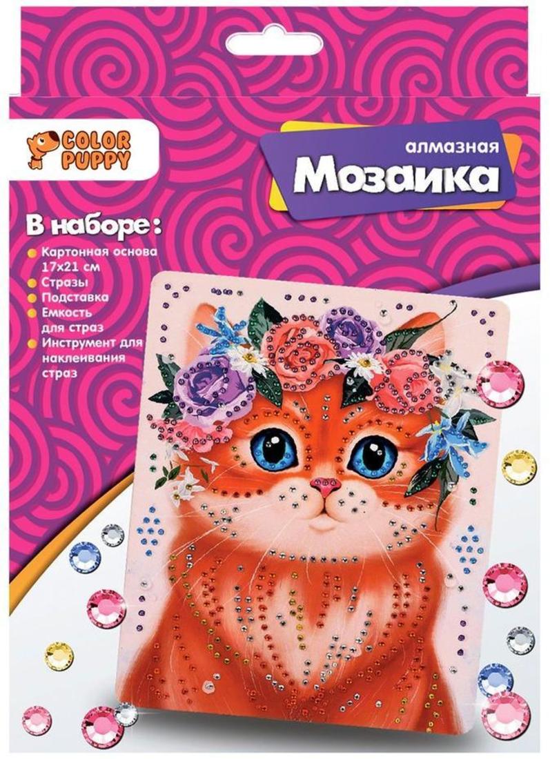 

Набор д/творч. Алмазная мозаика «Кошечка в цветочках», 17*21см