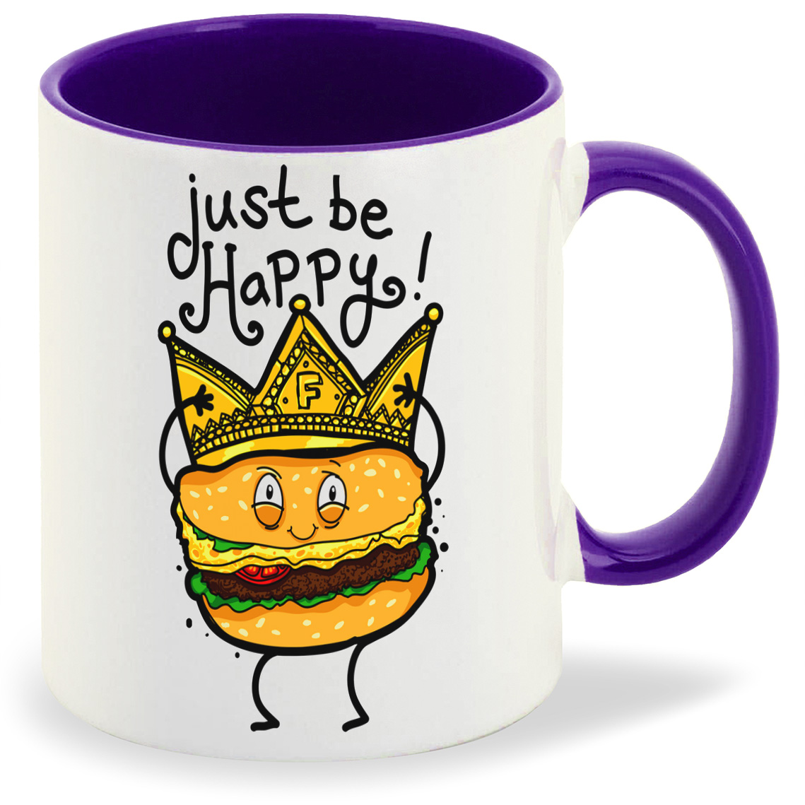 

Кружка CoolPodarok Прикол Бургер Just be happy, Прикол Бургер Just be happy