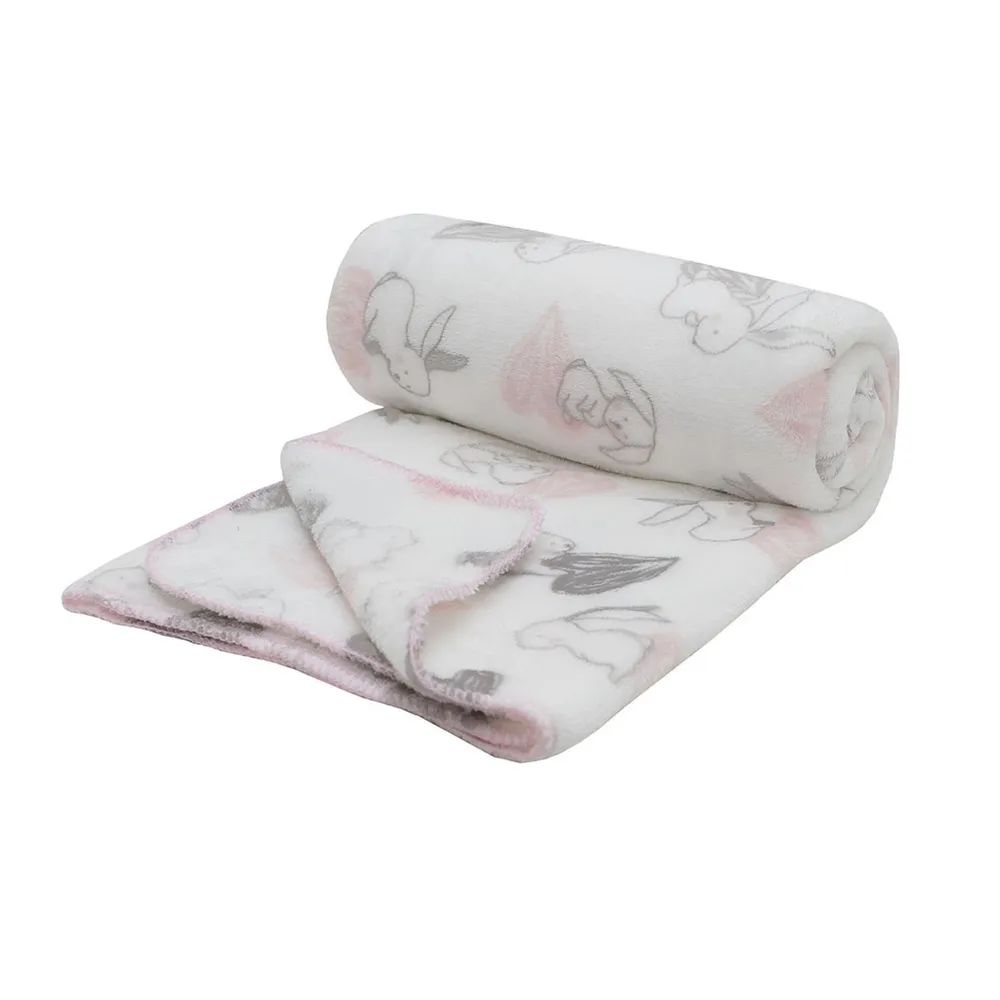 

Плед Baby Nice 100х118 Зайчики и сердечки GY21184/26, Белый;серый, Зайчики и сердечки