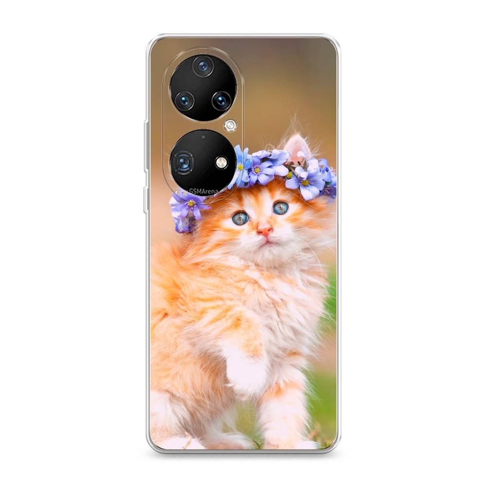 

Чехол Awog на Huawei P50 Pro "Рыжий кот в венке", Разноцветный, 6105050-1