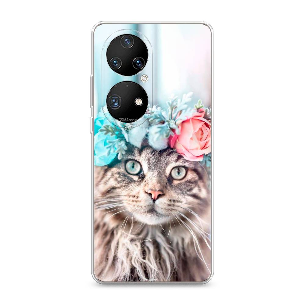 

Чехол Awog на Huawei P50 Pro "Кот в венке", Разноцветный, 6105050-2