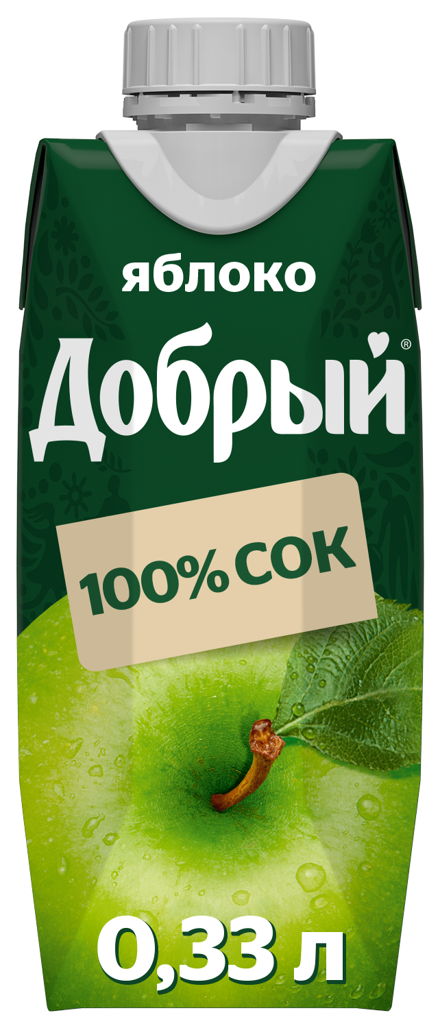 Сок Добрый яблочный 100% 0.33 л