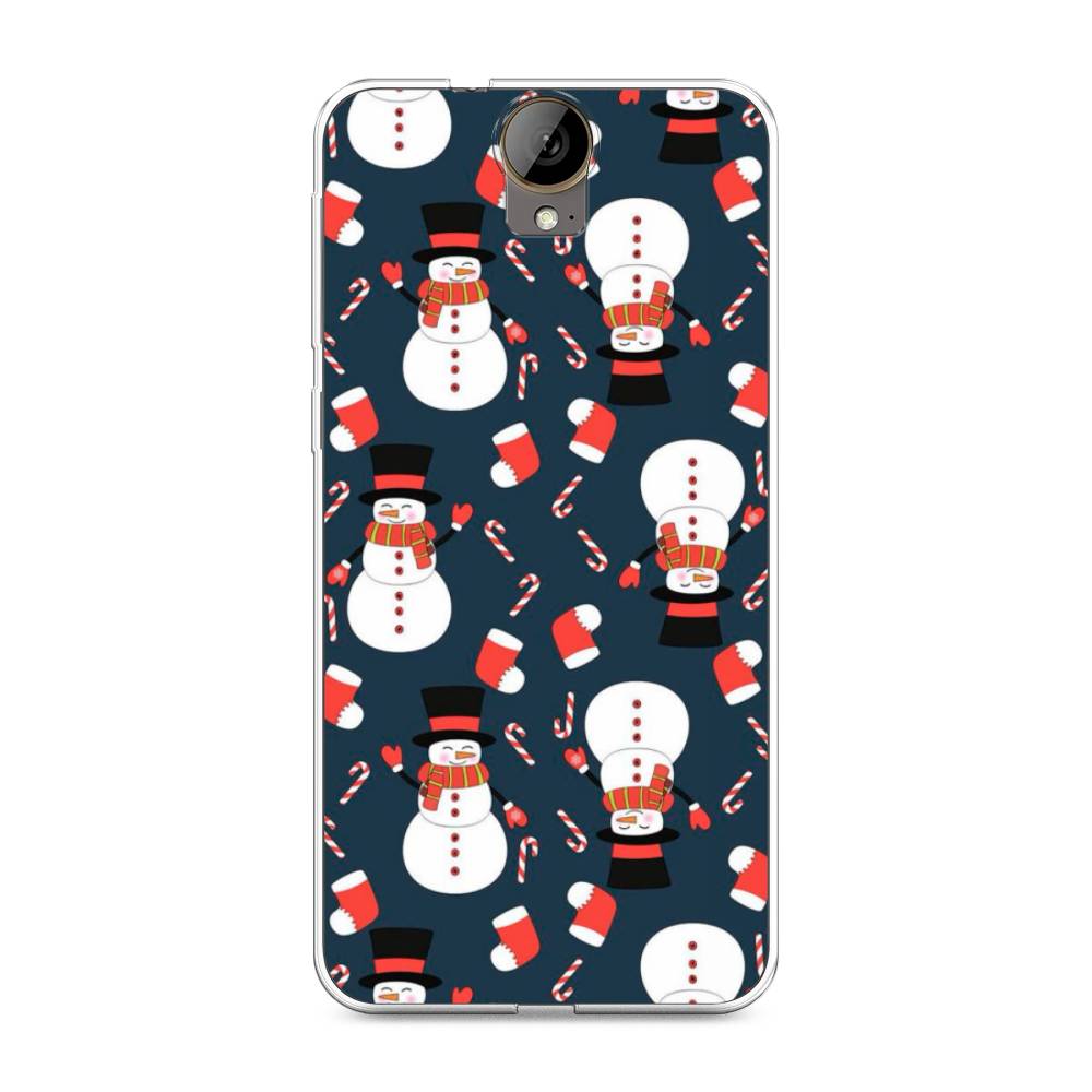 

Чехол на HTC One E9 Plus "Синие снеговики", Синий;белый;красный, 102250-5