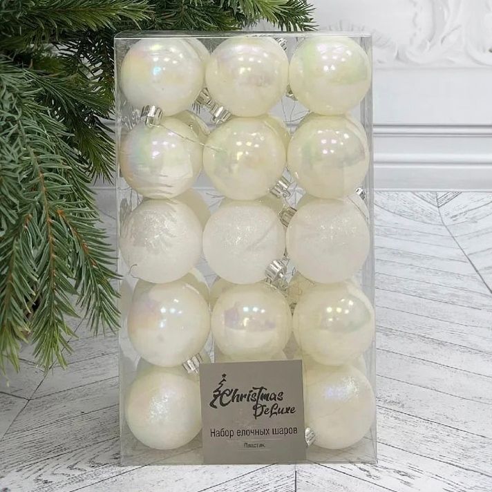 

Набор елочных шаров Christmas DeLuxe белый перламутр 6 см 30 шт