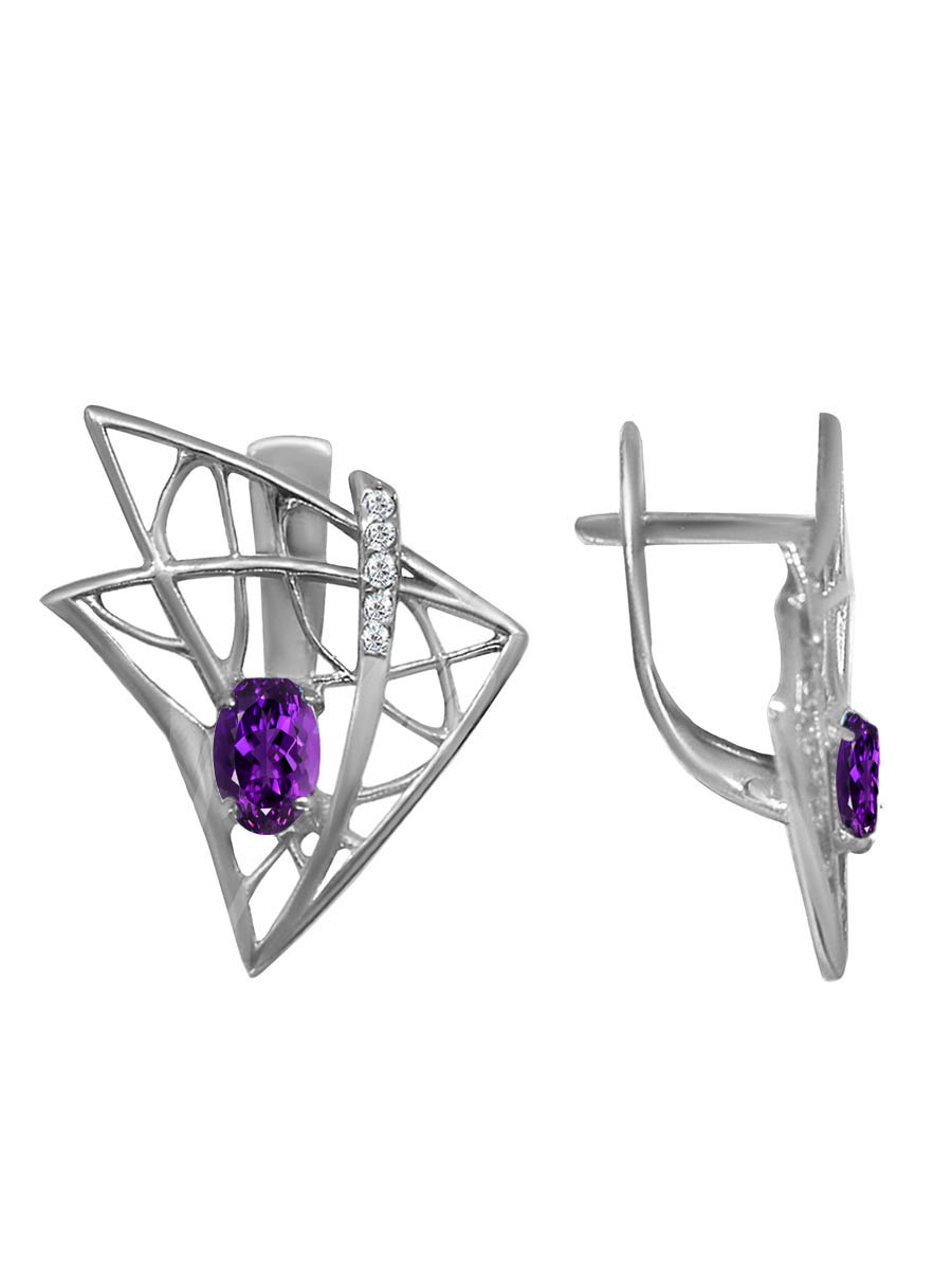 

Серьги из серебра АУ-РУМопт 72356, фианит, 72356