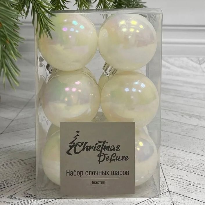 

Набор елочных шаров Christmas DeLuxe белый перламутр 6 см 12 шт