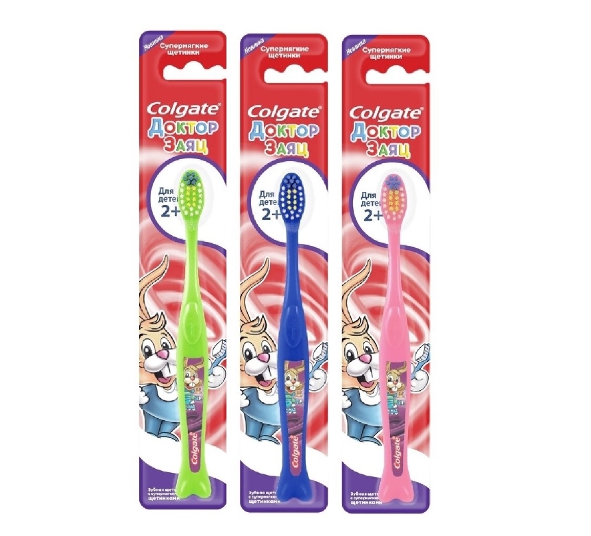

Зубные щетки детские Colgate Доктор Заяц супермягкие 3 шт