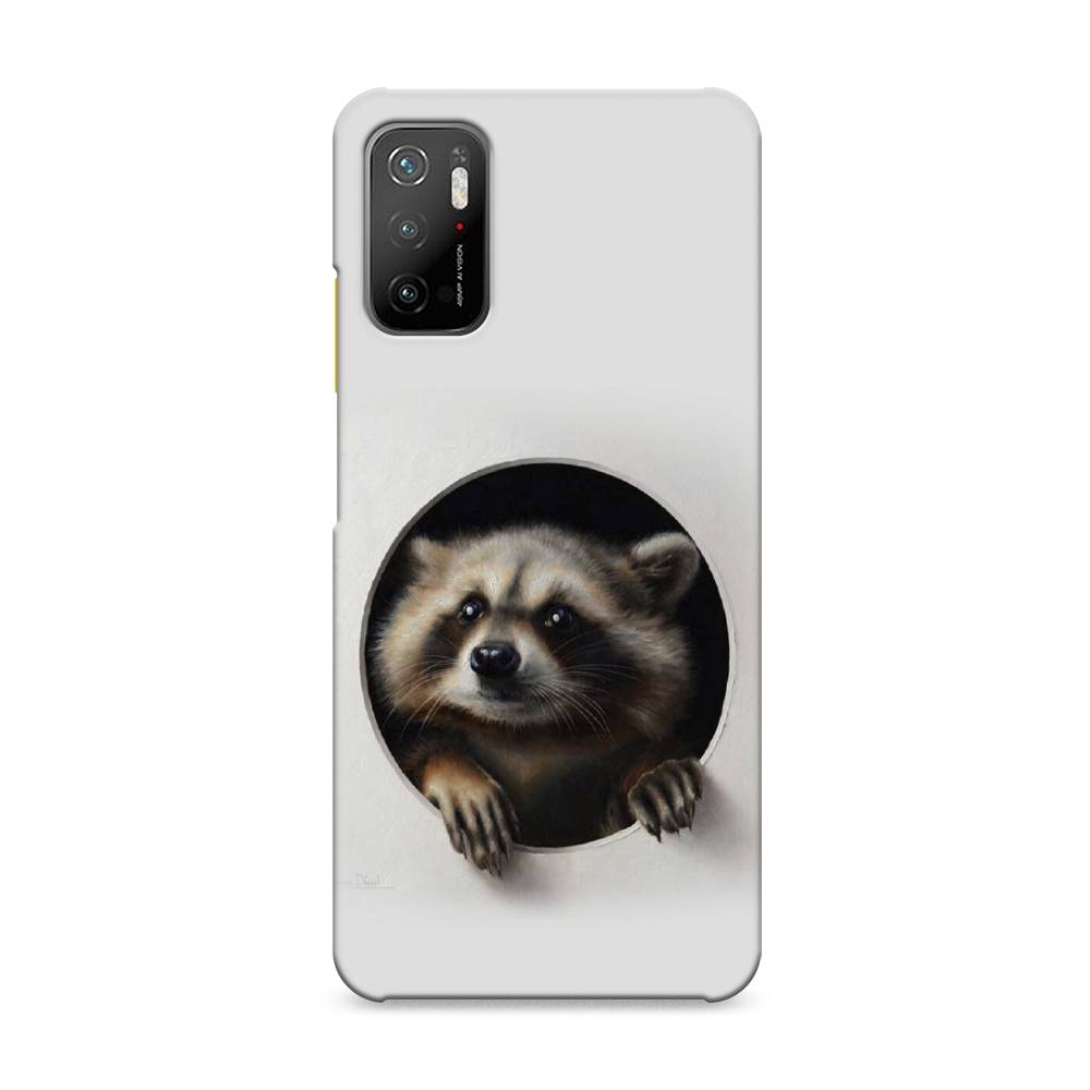 

Пластиковый чехол "Любопытный енот" на Xiaomi Poco M3 Pro, 311020-1