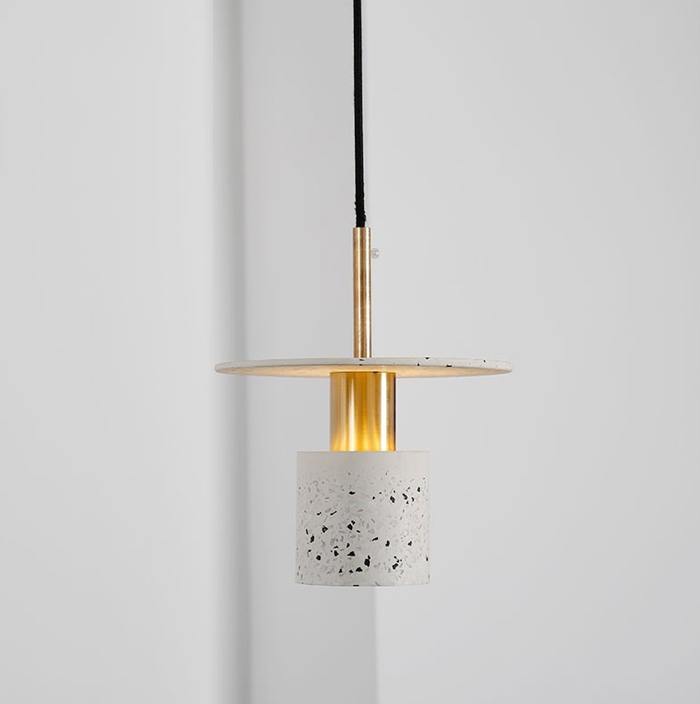 светильник подвесной NoBrand Terrazzo Plate, белый, D20