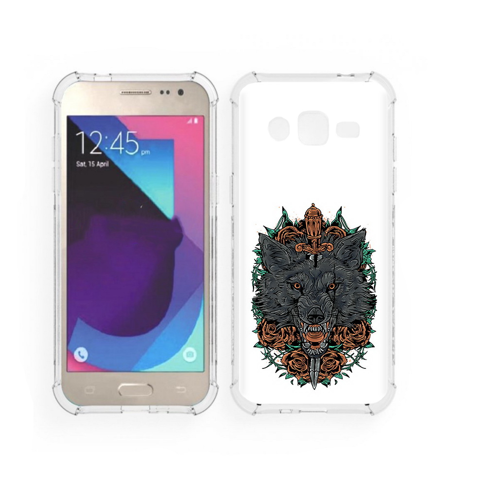 

Чехол MyPads Tocco для Samsung Galaxy J2 красивый злой волк (PT226924.572.409), Прозрачный, Tocco