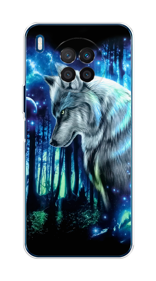 

Чехол на Huawei Nova 8i, Honor 50 lite "Сказочный волк", Синий;серебристый;черный, 6106350-1