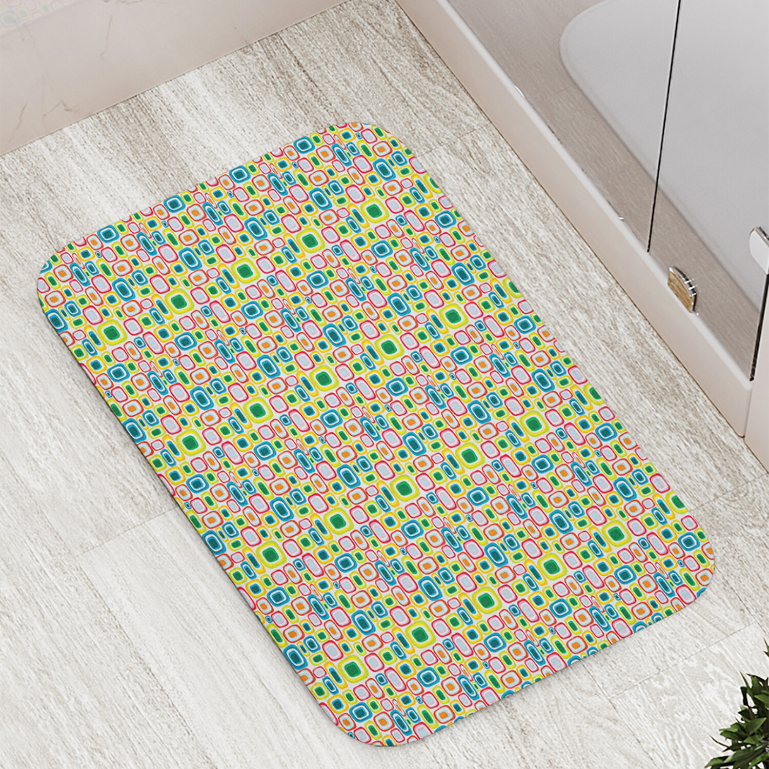 

Коврик JoyArty "Цветные прямоугольники ретро" для ванной сауны бассейна 77х52 см, Цветные прямоугольники ретро