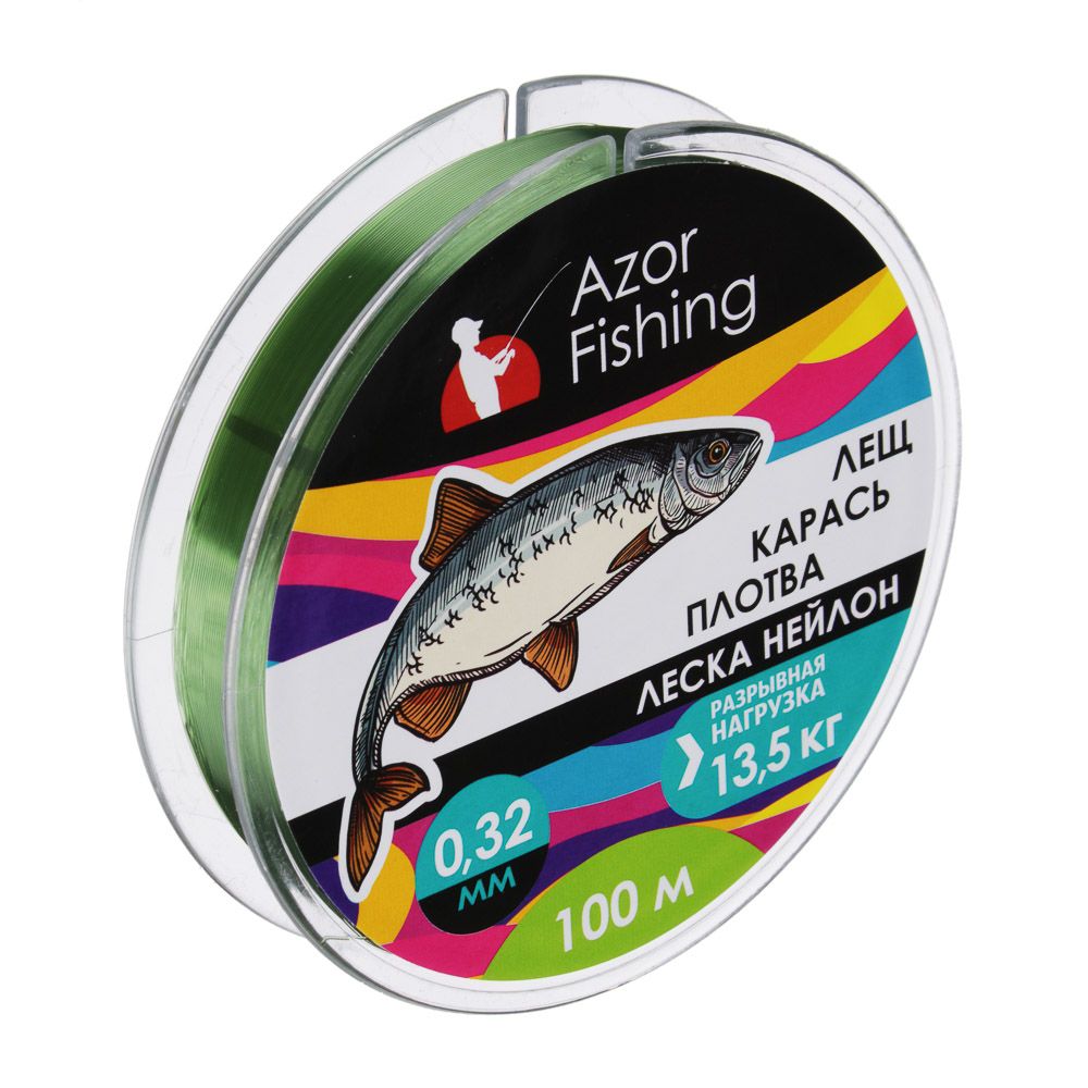 Леска монофильная Azor Fishing 144-010 0,32 мм, 100 м, 13,5 кг, зеленый, 1 шт.