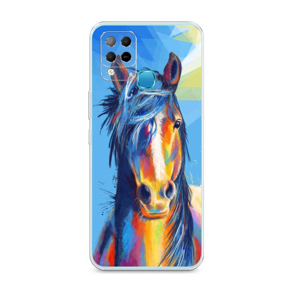 

Чехол на Infinix HOT 10S "Лошадь арт 3", Голубой;желтый;синий, 3100250-1