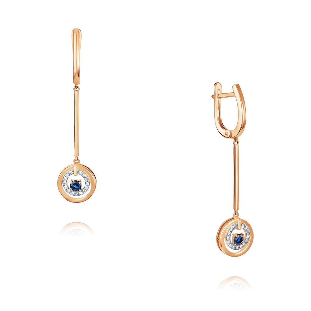 

Серьги подвески из красного золота ADAMAS 24041005/01-А50Д-432, бриллиант/сапфир, 24041005/01-А50Д-432
