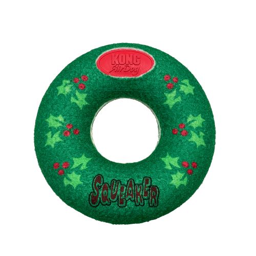 фото Мягкая игрушка для собак kong holiday air, пончик, зеленый, 12 см