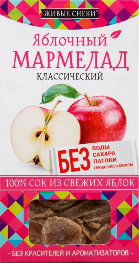 

Яблочный мармелад "Классический", 90г, ЖИВЫЕ СНЕКИ