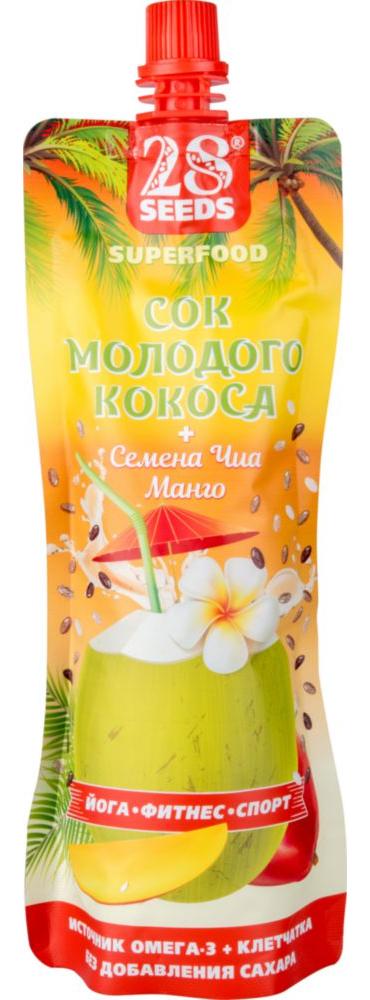 

Сок молодого кокоса-семена чиа-манго 250 мл, 28 Seeds кокос-манго-чиа