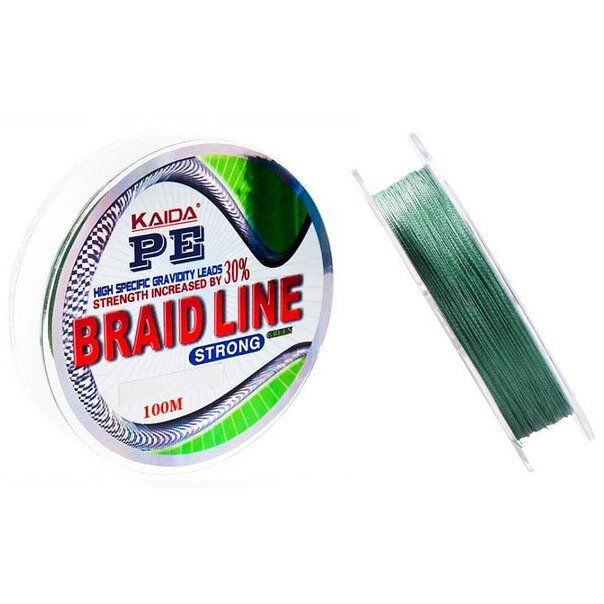 Леска плетеная Kaida Braid Line Strong 0,2 мм, 100 м, 12,3 кг, green