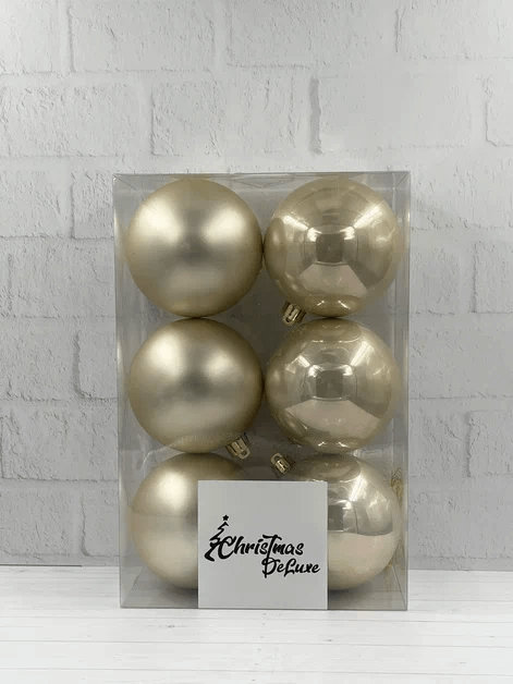 

Набор елочных шаров Christmas DeLuxe пластик шампань 8 см 6 шт, Бежевый