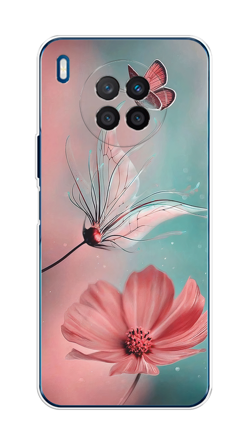 

Чехол на Huawei Nova 8i/Honor 50 lite "Бабочка и цветок", Голубой;розовый, 6106350-1