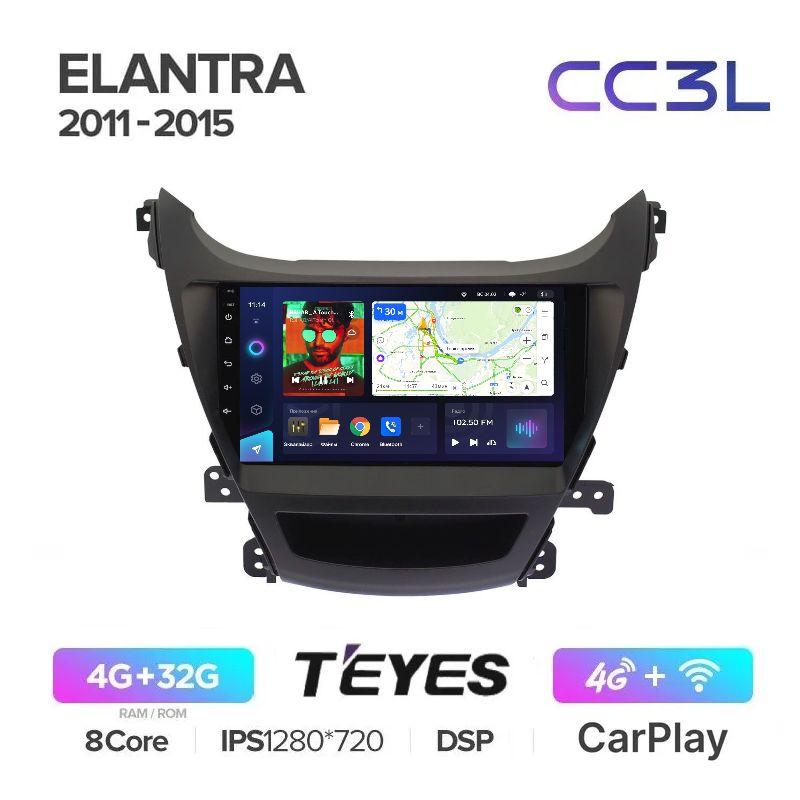 Магнитола Teyes CC3L 4-32Gb Hyundai Elantra 5 (MD) 2014-2016 ANDROID, 8-ми ядерный проц