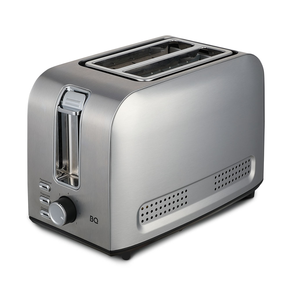Тостер BQ T1009 серебристый тостер pioneer ts151 850 вт 2 тоста механический серебристый