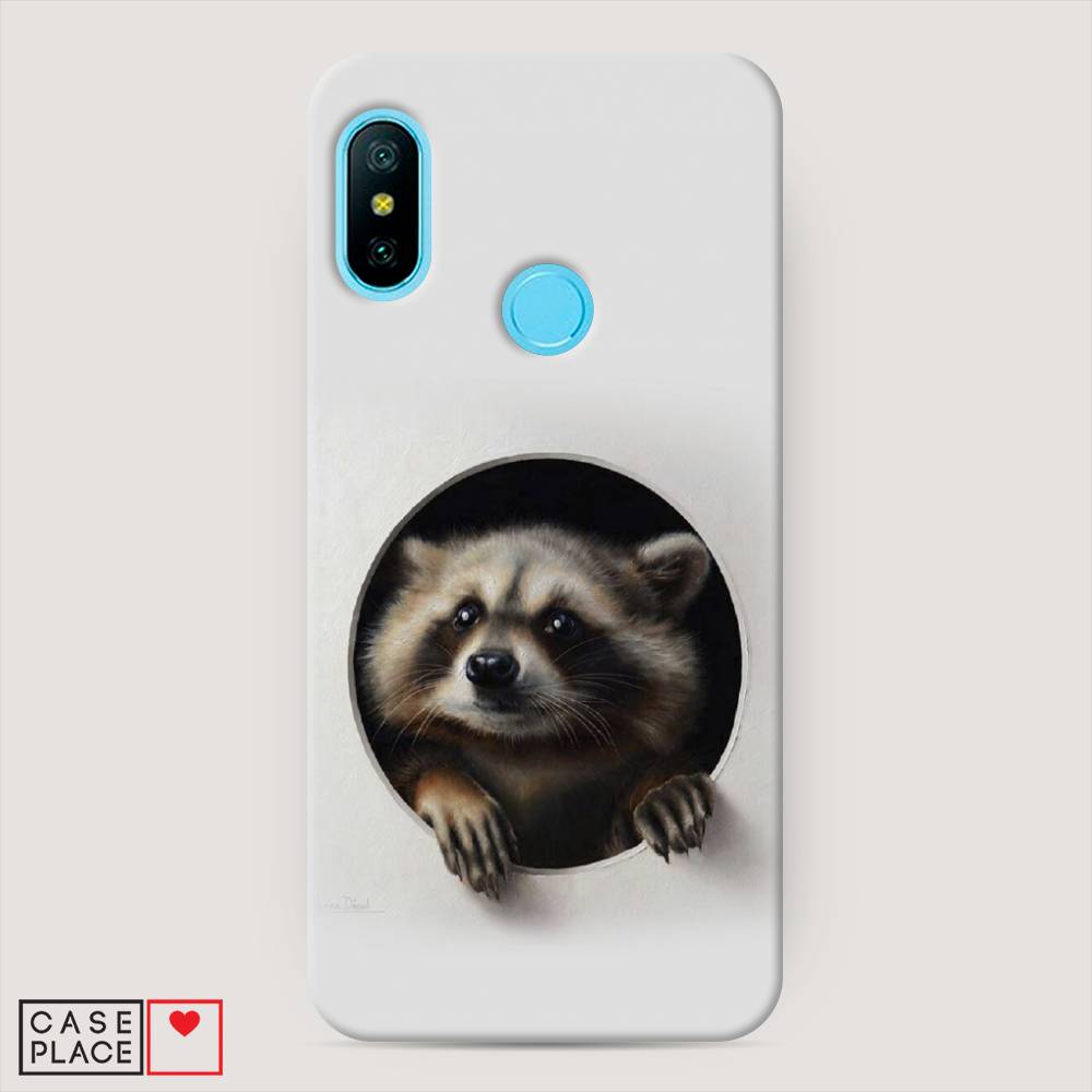 

Пластиковый чехол "Любопытный енот" на Xiaomi Redmi 6 Plus, 33920-1