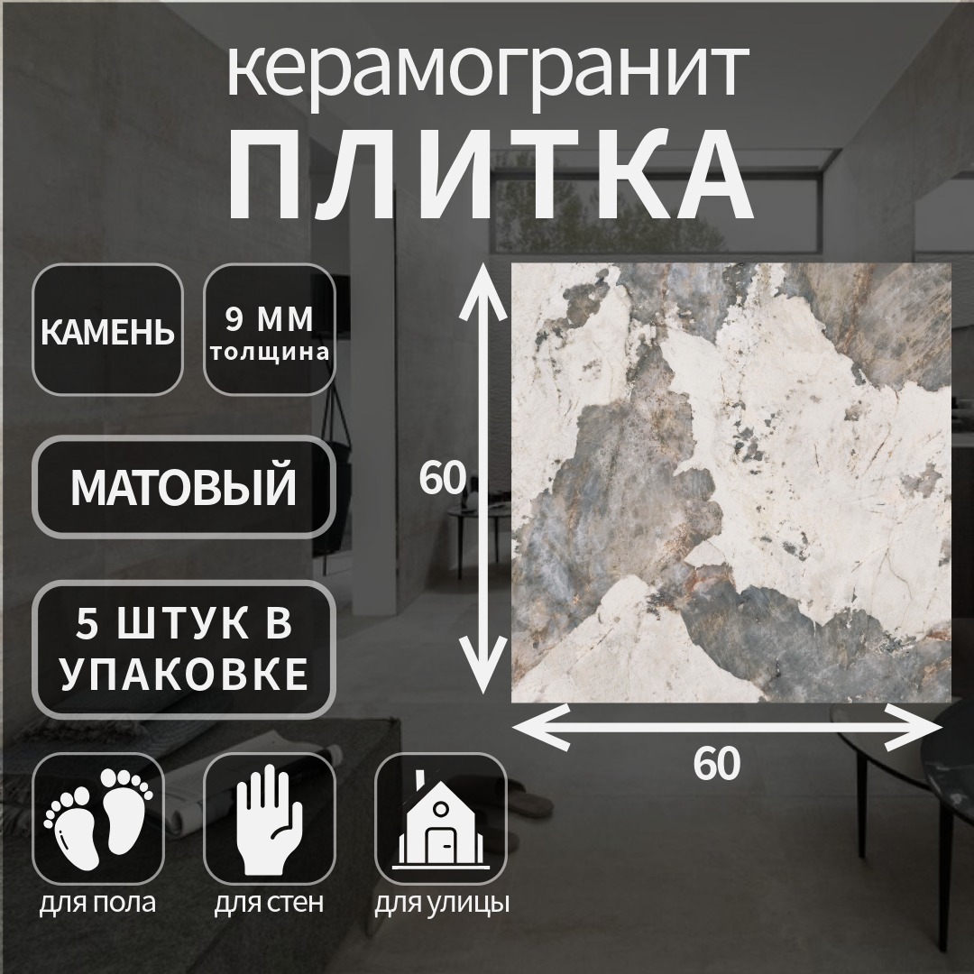 Керамогранит Kerranova K-2601 коллекция Usadba матовый 60x60x9 4613₽