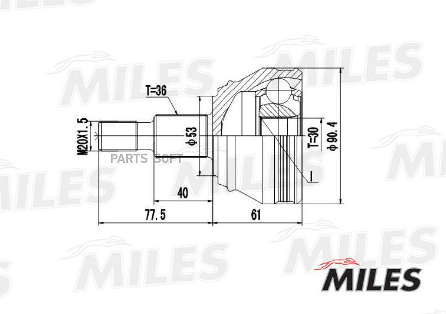 

Шрус Miles Ga20021 Шрус Audi A3/Vw G3/G4/Passat/Skoda Octavia 1.4-2.9 91-06 Нар. Miles арт