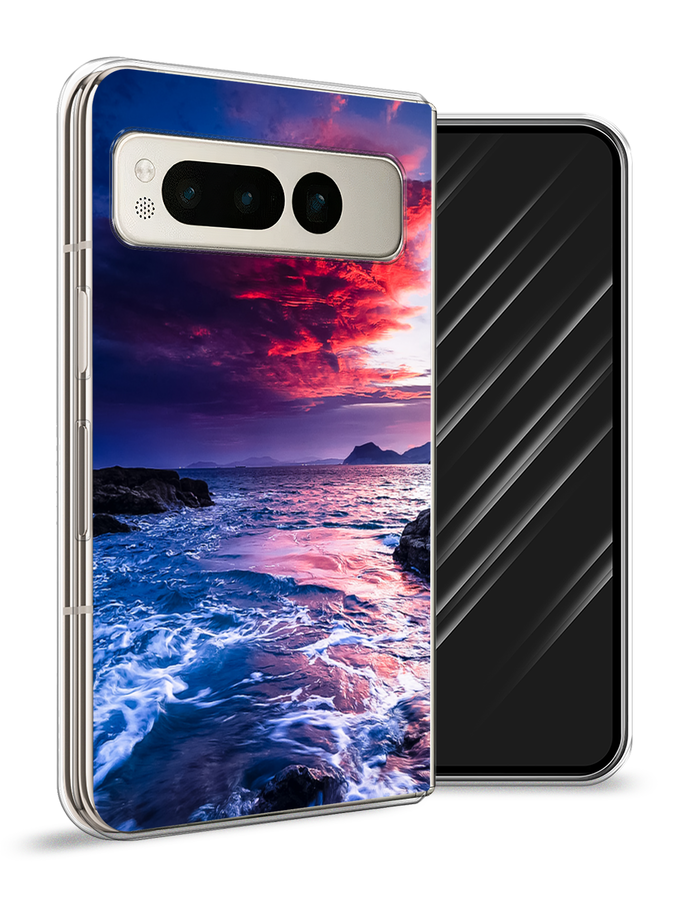 

Чехол Awog на Google Pixel Fold "Волны 1", Розовый;синий, 271850-1