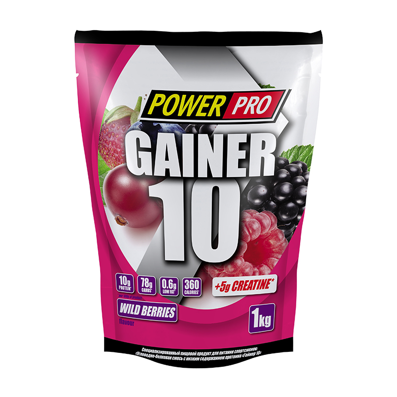 Power Pro Gainer 10, 1000 г, вкус: лесная ягода