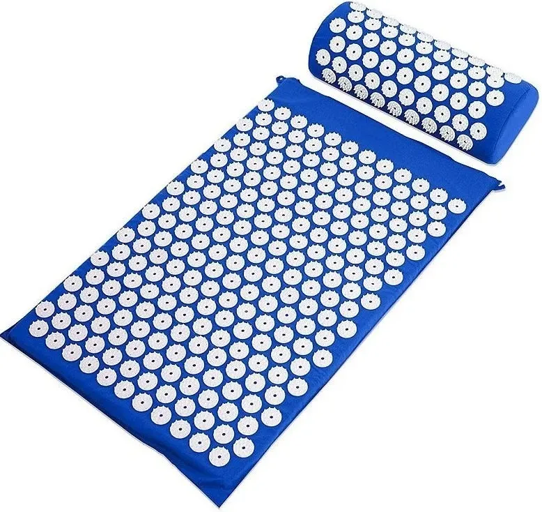 Массажный коврик акупунктурный с подушкой-валиком SABAUN синий 68х42 см