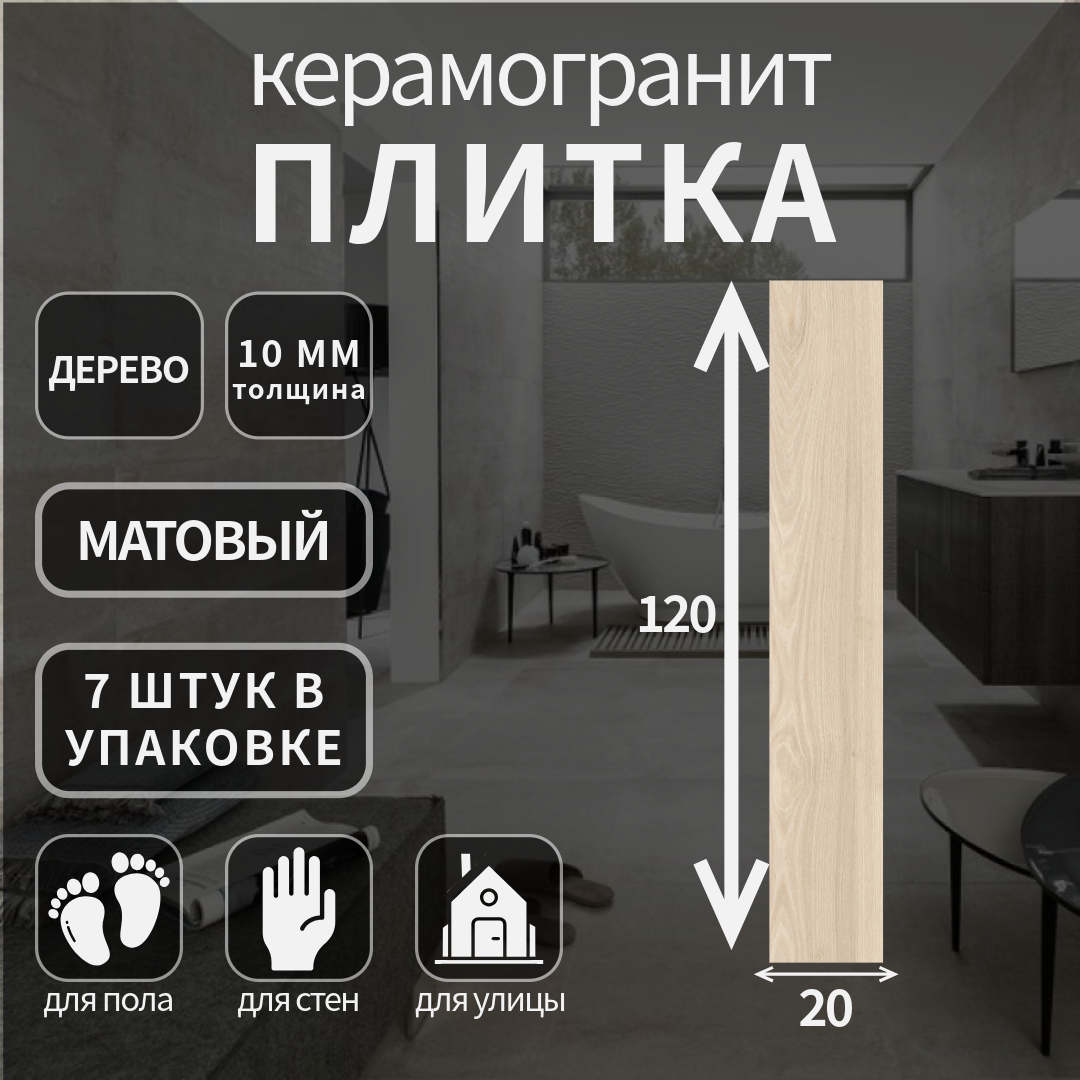 Керамогранит Kerranova K-521;коллекция: Madera;матовый, 20x1200x10