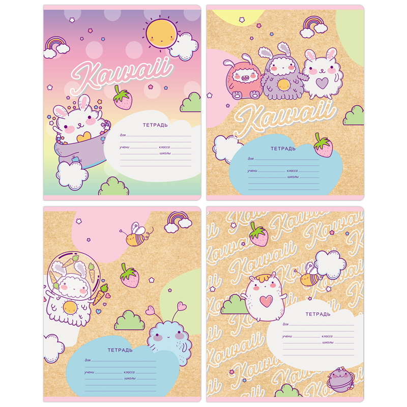 

Тетрадь 12л., клетка BG "Kawaii", (16шт.)