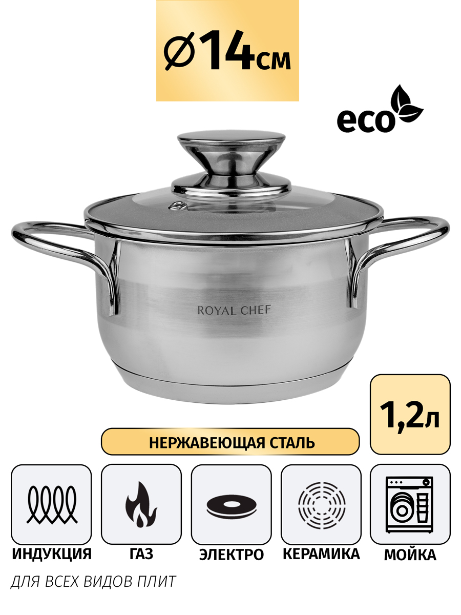 Кастрюля Royalty Chef с крышкой крышкой 1,2 л