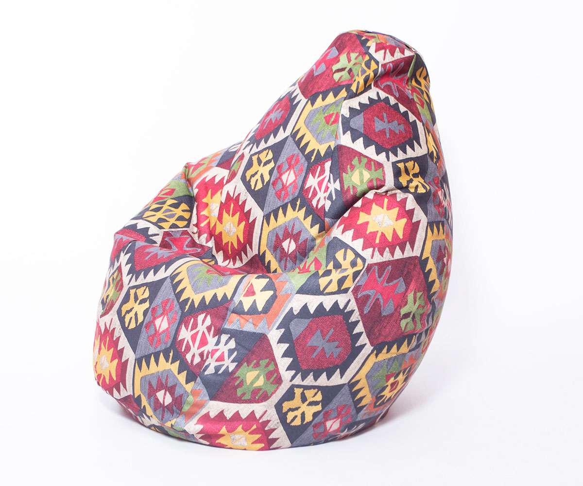 Кресло мешок WowPuff ГРУША малая 90см пенополистирол велюр, принт Мехико Графит