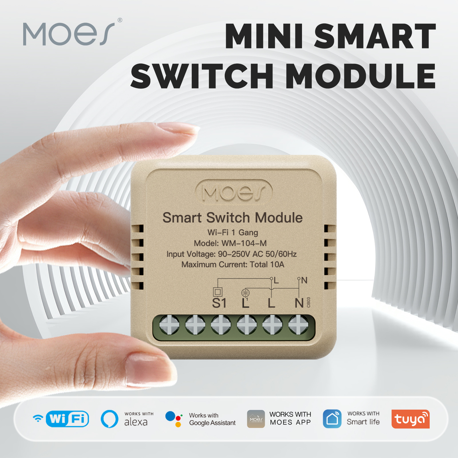 фото Умный wi-fi переключатель moes wm-104-m