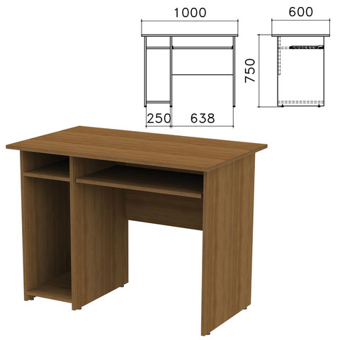 фото Стол компьютерный "канц", 1000х600х750 мм, с тумбой, цвет орех пирамидальный, ск24.9