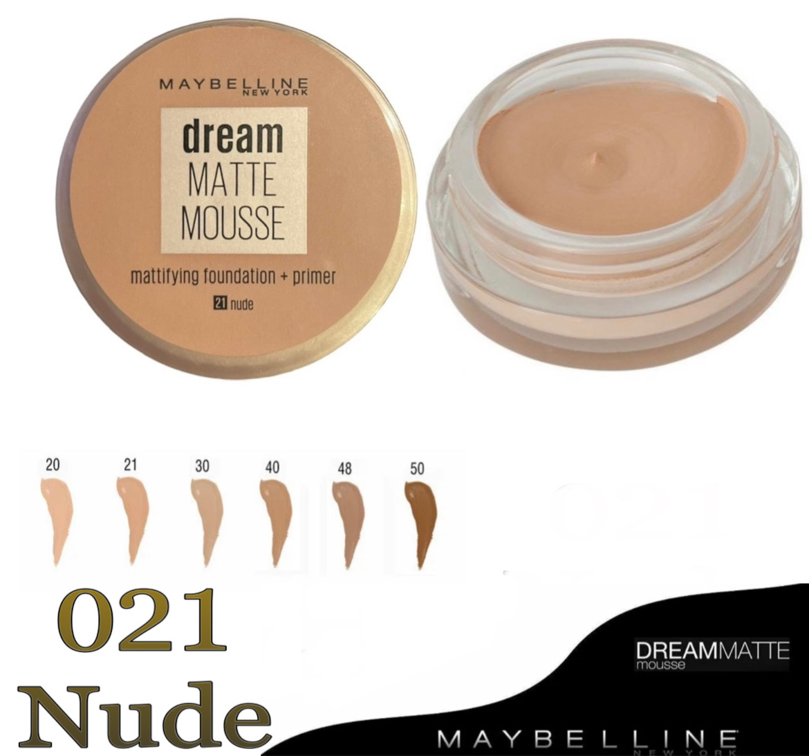 Тональный крем для лица Maybelline New York Dream Matte Mousse 21 Nude 18мл