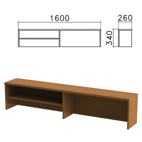 

Надстройка для стола письменного "Монолит", 1600х260х340 мм, 1 полка, цвет орех гварнери, Коричневый, Надстройка для стола письменного "Монолит", 1600х260х340 мм, 1 полка, цвет орех гварнери, НМ39.3