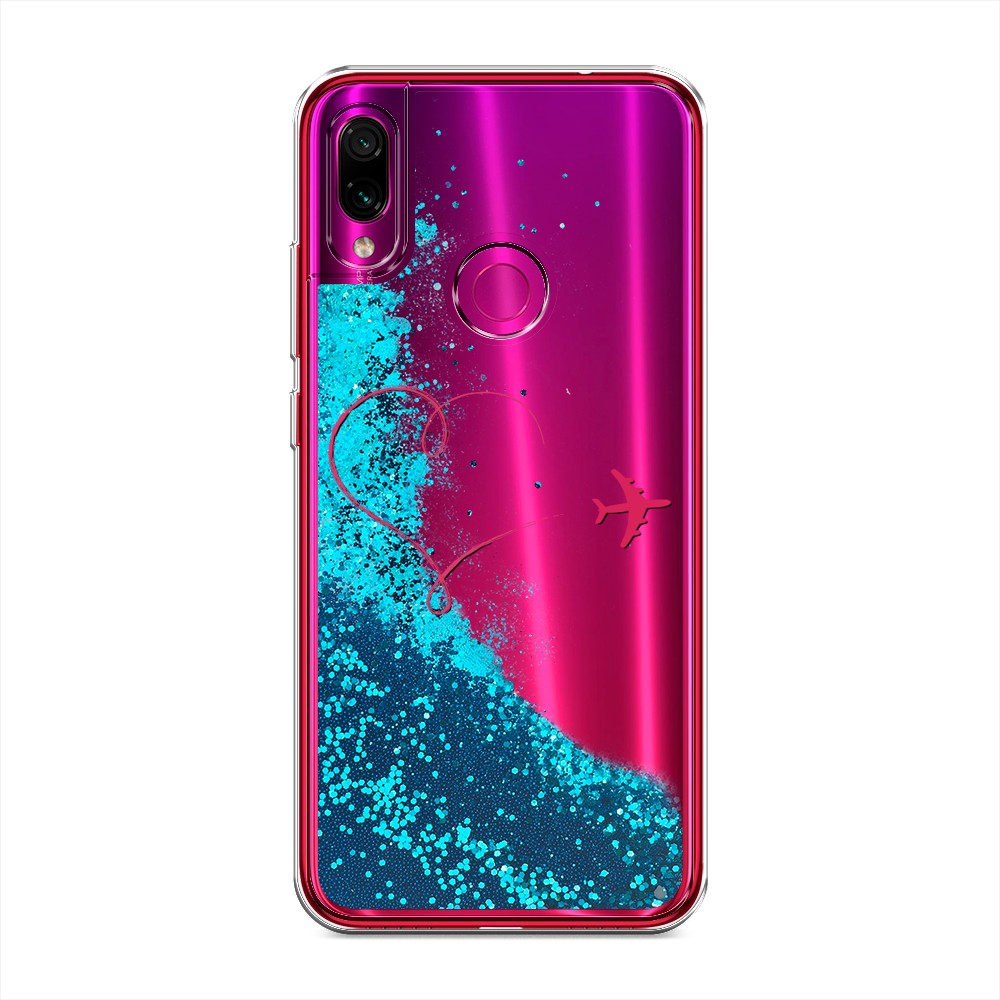 

Жидкий чехол с блестками "Сердце и самолет" на Xiaomi Redmi Note 7
