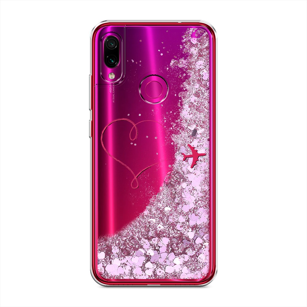 

Жидкий чехол с блестками "Сердце и самолет" на Xiaomi Redmi Note 7