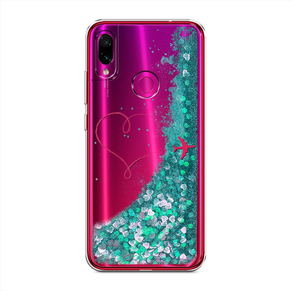 

Жидкий чехол с блестками "Сердце и самолет" на Xiaomi Redmi Note 7, 34795-1