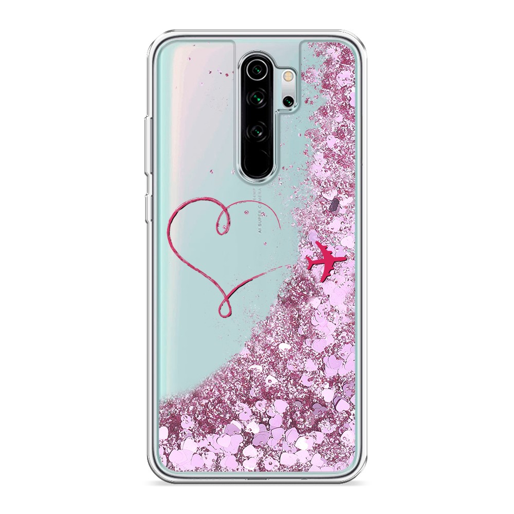 

Жидкий чехол с блестками "Сердце и самолет" на Xiaomi Redmi Note 8 Pro
