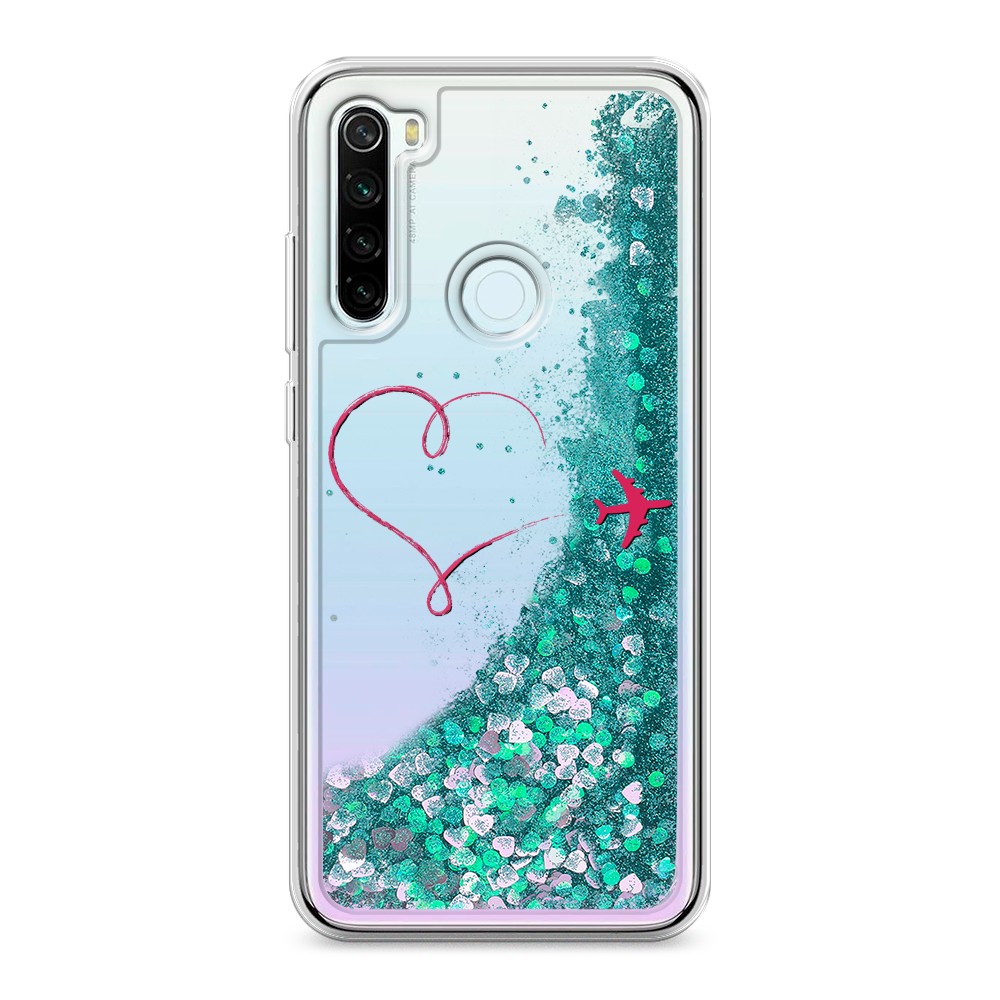 

Жидкий чехол с блестками "Сердце и самолет" на Xiaomi Redmi Note 8T