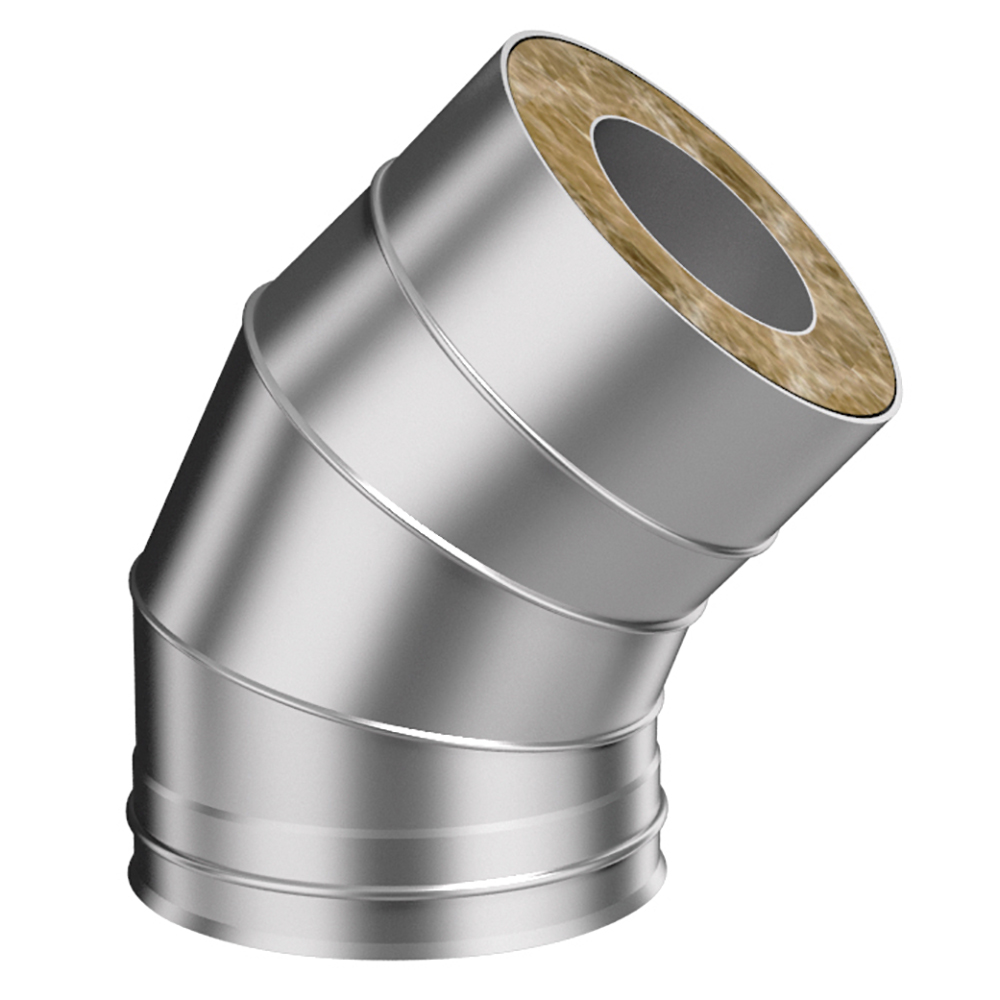 

Колено для дымохода сэндвич Flue Line 135 d210x150 мм оцинкованная сталь 0,5 мм + матовая, Серый